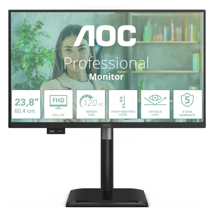 AOC Monitor 24P4U 23.8" Full HD IPS 120Hz 4ms HDMI DP USB Negro