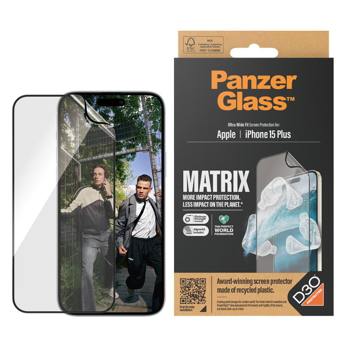 PanzerGlass ECO MATRIX Screen Protector D3O para iPhone 15 Plus con AlignerKit PanzerGlass ECO MATRIX Screen Protector D3O para iPhone 15 Plus con AlignerKit