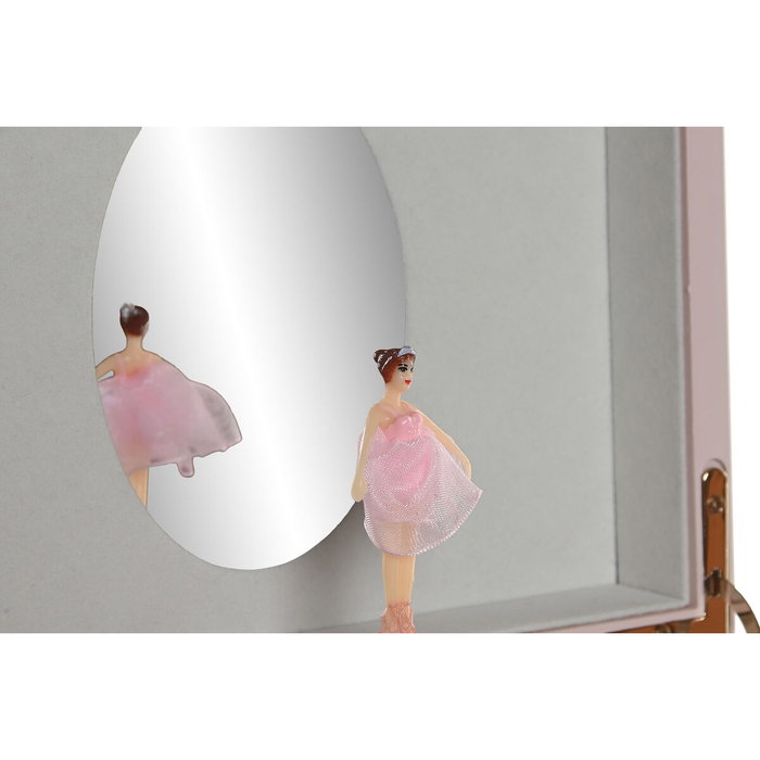 DKD Home Decor Joyero de Madera y Espejo Musical Rosa 18x14x9,5 cm