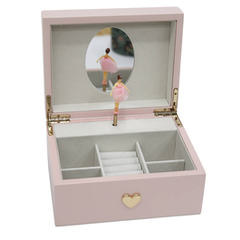 DKD Home Decor Joyero de Madera y Espejo Musical Rosa 18x14x9,5 cm