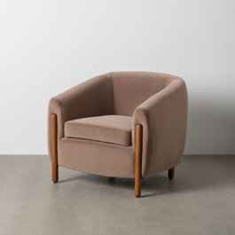 Ixia Sillón Taupe de Tejido y Madera