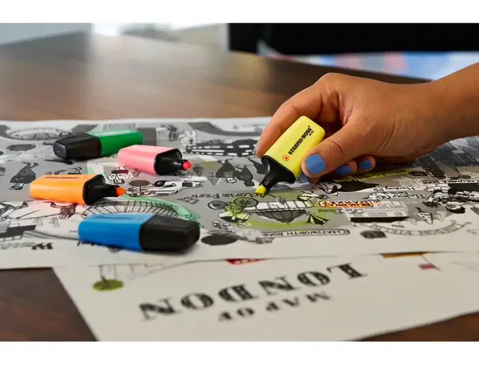 Stabilo Rotulador BOSS mini Estuche 5 Unidades Amarillo, Azul, Naranja, Rosa, Verde Fluorescente Trazo 2-5 mm