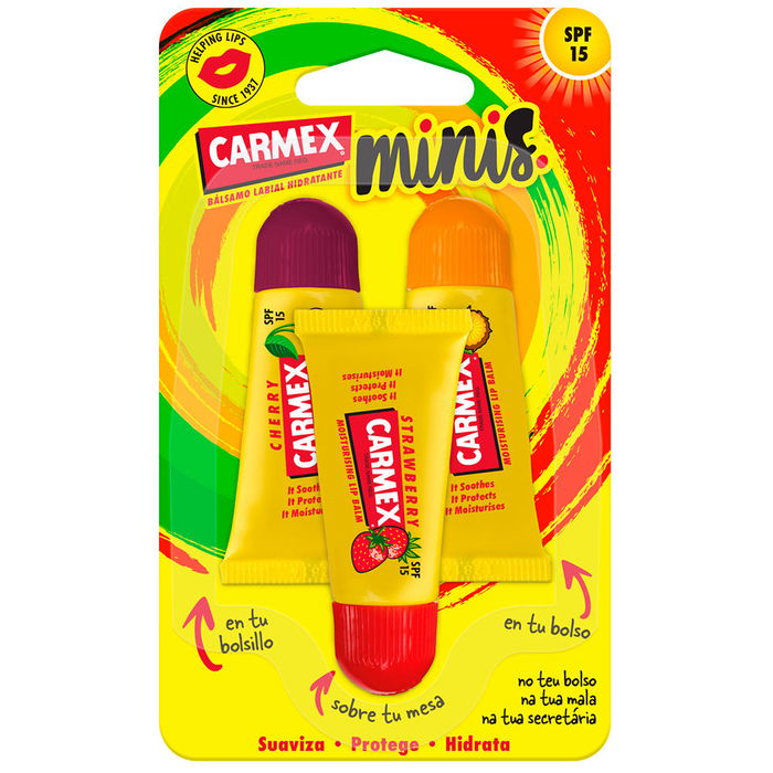 Carmex Bálsamos Labiales Hidratantes Minis SPF15 Triplo 3 Unidades