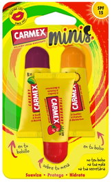 Carmex Minis Bálsamos Labiales Hidratantes SPF 15 Triplo Cereza, Piña y Fresa