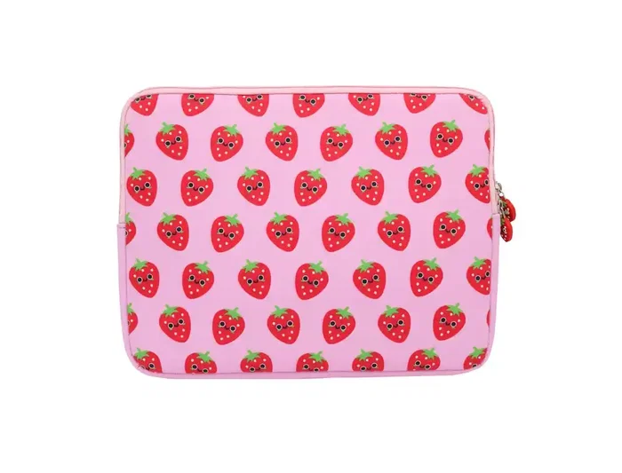 Wondee Funda para portátil 12" con divertido estampado de fresa, protección acolchada