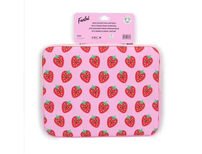 Wondee Funda para portátil 12" con divertido estampado de fresa, protección acolchada