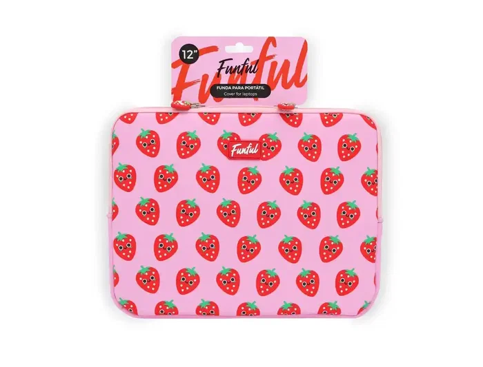 Wondee Funda para portátil 12" con divertido estampado de fresa, protección acolchada