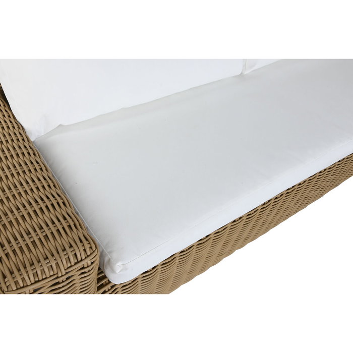DKD Home Decor Sillón de Ratán Sintético y Poliéster Marrón Claro y Beige