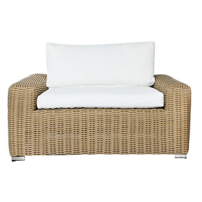DKD Home Decor Sillón de Ratán Sintético y Poliéster Marrón Claro y Beige