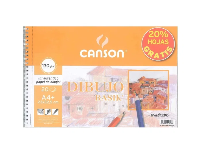 Canson Bloc de dibujo Basik A4+ con 20 hojas