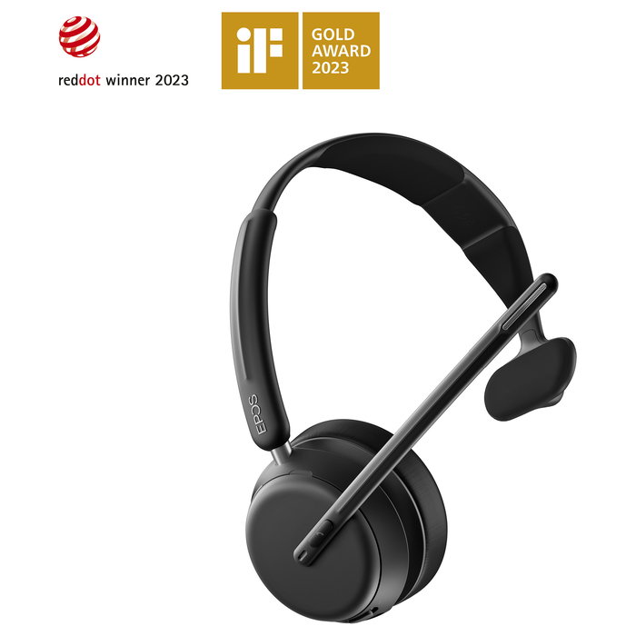 EPOS Auriculares Inalámbricos Impact 1030 para Oficina y Centro de Llamadas, Diadema Monoaural Negro, Bluetooth, Receptor USB