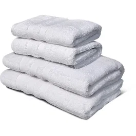 Lovely Home Juego de 4 Toallas 100% Algodón - 2 Toallas 50x100 cm + 2 Toallas 70x140 cm - Blanco