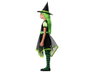 Novedad 2024 Disfraz de Halloween para Niña Bruja Infantil con Vestido Corto Verde y Falda Asimétrica, Incluye Sombrero Puntiagudo - Talla 3-4 Años