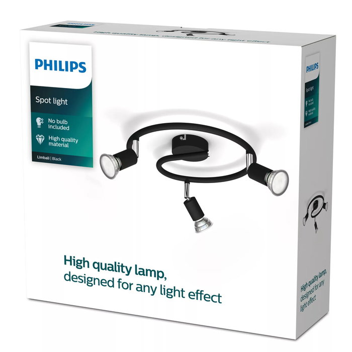 Philips Limbali Lámpara de 3 focos GU10 Negro
