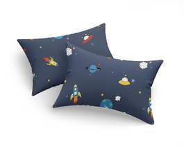 Uzay Juego de 2 Fundas de Almohada 50x70 cm Azul Oscuro - 65% Algodón / 35% Poliéster