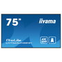 iiyama LH7565UHSB-B1 Monitor Táctil Comercial 4K UHD IPS de 75 Pulgadas (190 cm) con Android, 24/7, 60Hz, Wi-Fi, 2xHDMI, DisplayPort, Altavoces, Negro