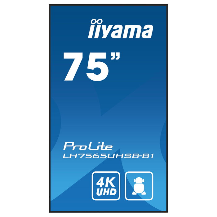 iiyama LH7565UHSB-B1 Monitor Táctil Comercial 4K UHD IPS de 75 Pulgadas (190 cm) con Android, 24/7, 60Hz, Wi-Fi, 2xHDMI, DisplayPort, Altavoces, Negro
