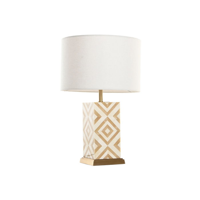 DKD Home Decor Lámpara de Sobremesa de Latón Dorado y Hueso 36x36x45 cm