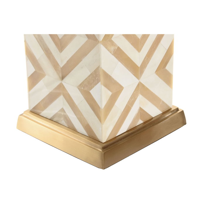 DKD Home Decor Lámpara de Sobremesa de Latón Dorado y Hueso 36x36x45 cm