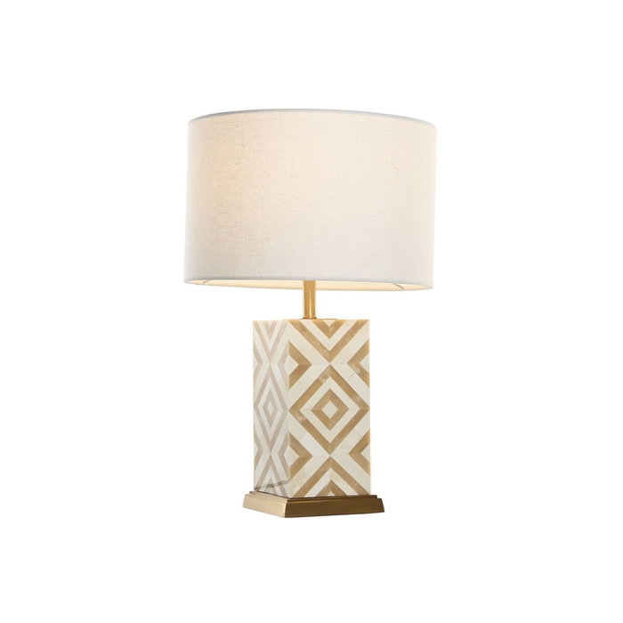 DKD Home Decor Lámpara de Sobremesa de Latón Dorado y Hueso 36x36x45 cm