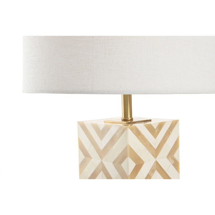 DKD Home Decor Lámpara de Sobremesa de Latón Dorado y Hueso 36x36x45 cm