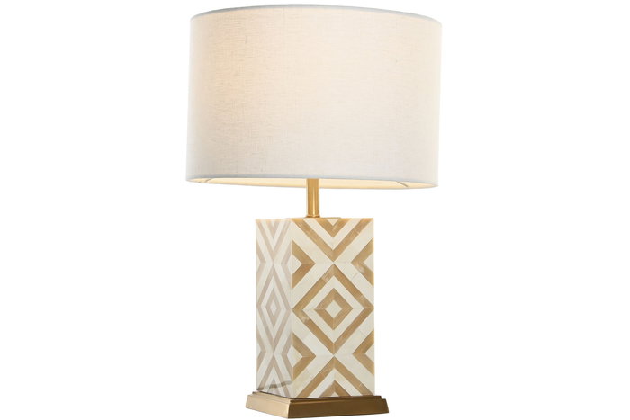 DKD Home Decor Lámpara Sobremesa India lamps 1c25 Latón Hueso Dorado Beige 36x36x45 cm