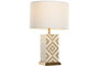 DKD Home Decor Lámpara Sobremesa India lamps 1c25 Latón Hueso Dorado Beige 36x36x45 cm