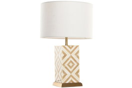DKD Home Decor Lámpara Sobremesa India lamps 1c25 Latón Hueso Dorado Beige 36x36x45 cm