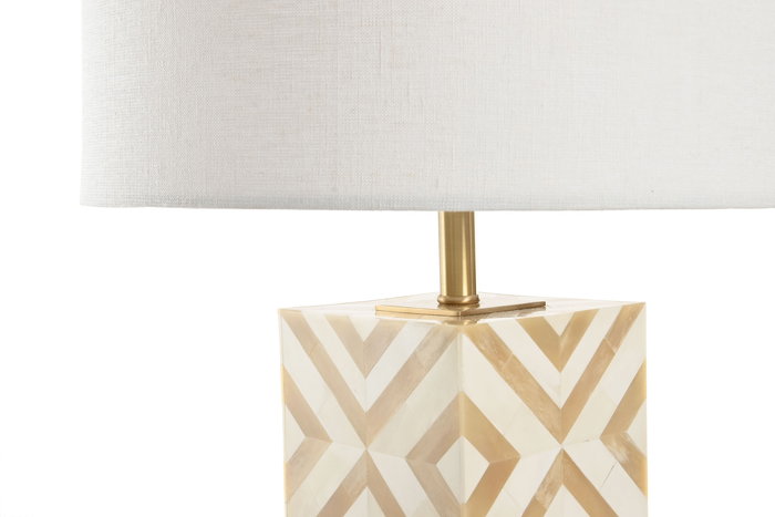 DKD Home Decor Lámpara Sobremesa India lamps 1c25 Latón Hueso Dorado Beige 36x36x45 cm