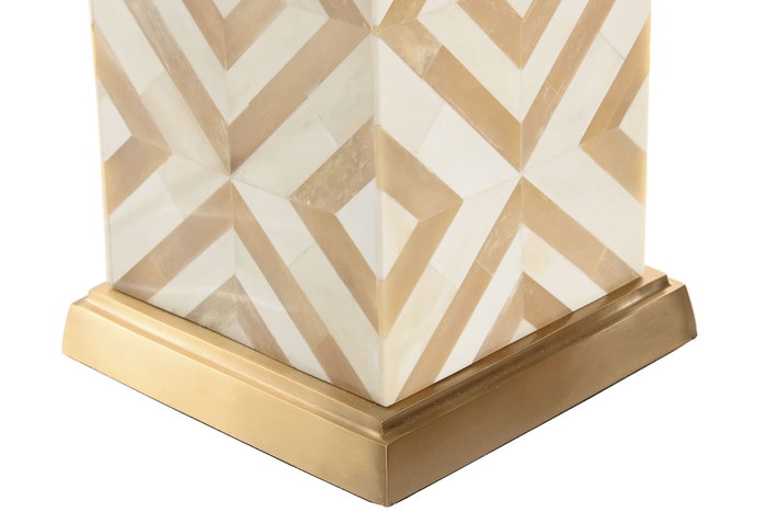 DKD Home Decor Lámpara Sobremesa India lamps 1c25 Latón Hueso Dorado Beige 36x36x45 cm