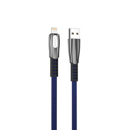 Qcharx Florence Cable de Carga y Datos USB A a Lightning 1m para iPhone/iPad, Azul Oscuro, Cabezal Metálico Anti-Rotura