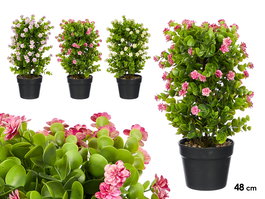 Ibergarden Maceta con Flores Surtidas, Plastico y Piedra, Colores Aleatorios (Amarillo, Verde, Lila, Rosa), Dimensiones 30x50x30 cm (Set de 6)
