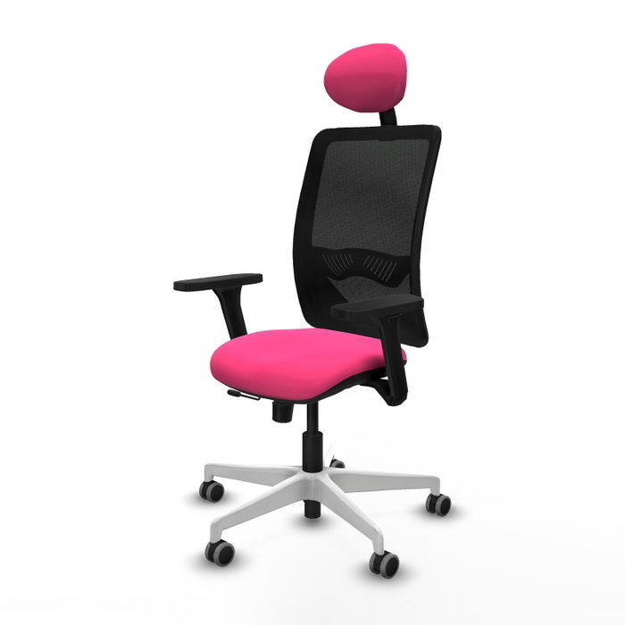 PIQUERAS Y CRESPO Silla de oficina Zulema Rosa y Negro con Brazos 3D