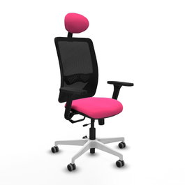 PIQUERAS Y CRESPO Silla de oficina Zulema Rosa y Negro con Brazos 3D