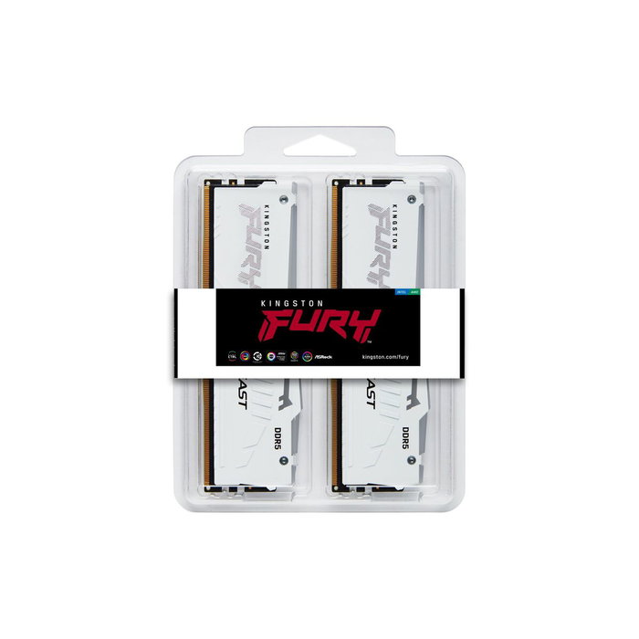 Kingston FURY Beast 64GB 6000MT/s DDR5 CL30 DIMM Kit de 2 Blanco RGB EXPO Kingston FURY Beast 64GB 6000MT/s DDR5 CL30 DIMM Kit de 2 Blanco RGB EXPO