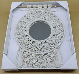 DKD Home Decor Espejo Boho Blanco 2 x 90 x 31 cm Macrame Cristal (2 Unidades)