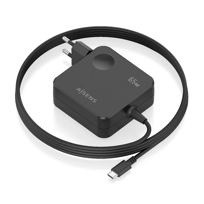 Aisens Cargador de Pared 65W PD3.0 USB-C con Cable 1.5m Negro ASCH-1PD65WL80-BK