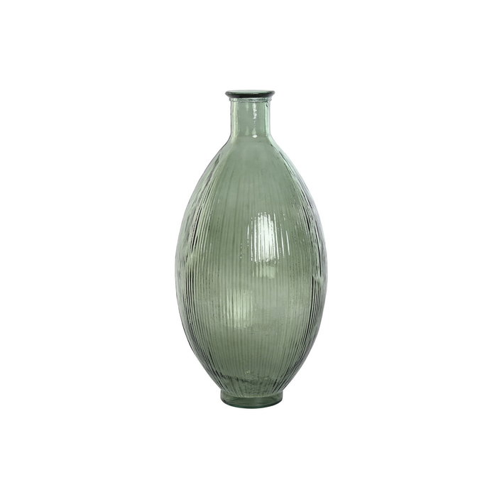DKD Home Decor Jarrón de Cristal Reciclado Rayado Verde 30x30x59 cm