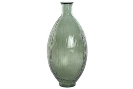 DKD Home Decor Jarrón de Cristal Reciclado Rayado Verde 30x30x59 cm