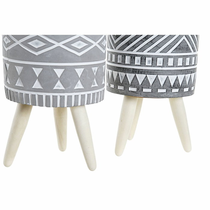 DKD Home Decor Macetero Cemento Pino 14,3x14,3x26,2 Pack de 2 Surtido