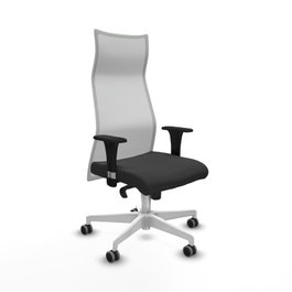 PIQUERAS Y CRESPO Sillón Albacete con Mecanismo Sincro, Similpiel Gris Oscuro y Malla Blanco
