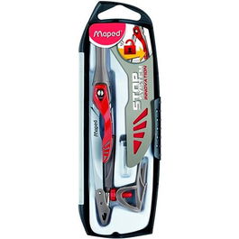 Maped Compás Stop System Innovación con Mina, Pack de Minas y Adaptador