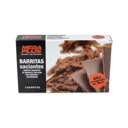 MEGA PLUS Barritas Saciantes para Control de Peso y Tentempié, 4 Unidades, con Fibra, Proteínas y L-Carnitina