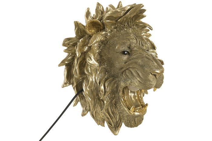 DKD Home Decor Lámpara Aplique Resina León Dorado