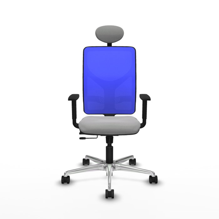 PIQUERAS Y CRESPO Silla de oficina Motilla con mecanismo Sincro/Traslack, Gris claro y Azul