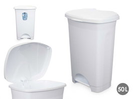 Arte Regal Papelera Pedal Plástico Blanco 50L 43x64x33cm (Set de 3)