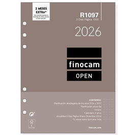 Finocam Recambio Anual Agenda De Anillas Open R1097 1000-155x215 mm 2Dp 2026