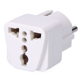 F-Line Clavija de transformación con obturador de seguridad, entrada todo tipo de clavijas, salida Schuko 4,8 mm