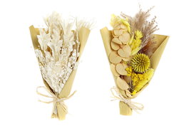 DKD Home Decor Ramo de Flores Secas Surtido de 2 Colores Beige y Amarillo