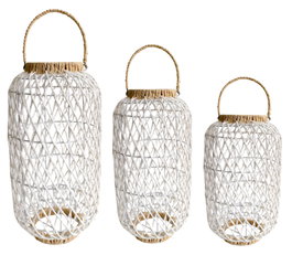 DKD Home Decor Set de 3 Portavelas en Blanco